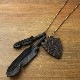 Leather feather necklace ball chain