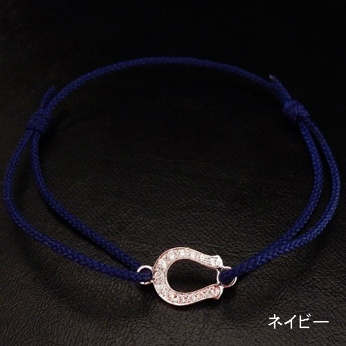 Medium Horseshoe Cord Bracelet - Silver w/CZƣѥǥ