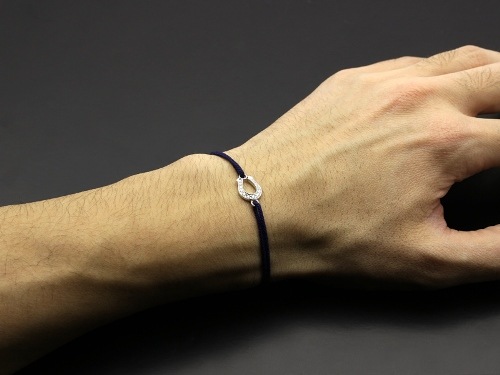 Medium Horseshoe Cord Bracelet - Silver w/CZƣѥǥ