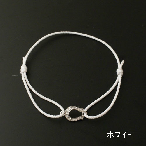 Medium Horseshoe Cord Bracelet - Silver w/CZƣѥǥ