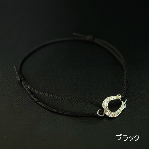 Medium Horseshoe Cord Bracelet - Silver w/CZƣѥǥ