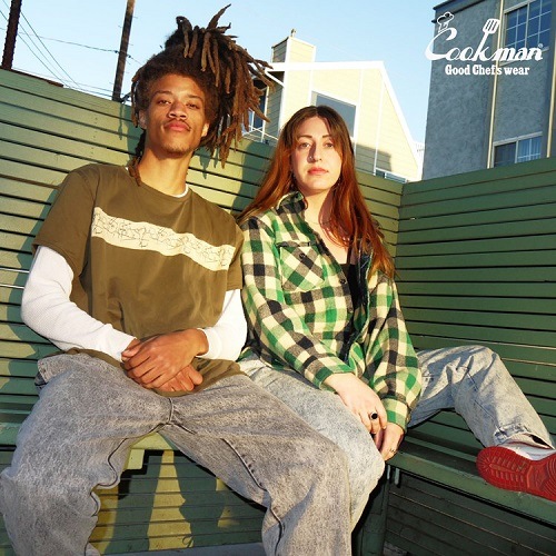 COOKMAN Chef Pants Snow Washed Denim Blue