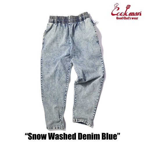 COOKMAN Chef Pants Snow Washed Denim Blue