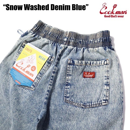 COOKMAN Chef Pants Snow Washed Denim Blue