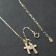 Double Cross Necklace K18 Yellpw Gold w/Daiamond