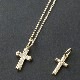 Double Cross Necklace K18 Yellpw Gold w/Daiamond