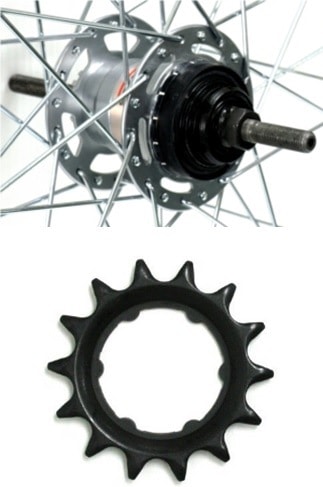 アルミリム後輪 内装3段ローラーブレーキ仕様 14Tギア付き 軸長:182mm