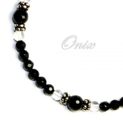 オニキスと水晶と９２５ＳＶのワイヤーブレスレット手作りキット 魔よけ,集中力UP BFB-02B