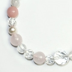 ピンクオパールとカット水晶とローズクォーツとパールのブレスレット手作りキット21P