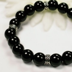 10ｍｍ玉ｵﾆｷｽと925SVのﾊﾟﾜｰｽﾄｰﾝﾌﾞﾚｽﾚｯﾄ手作りｷｯﾄ 魔よけ,集中力UP 16B