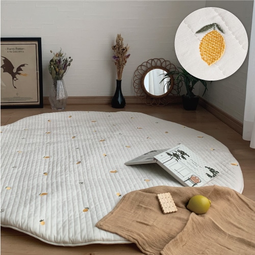 Round rugmat Embroide Lemons