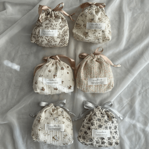 【M-size】Cotton Gauze drawstring bag ｜Diper bag