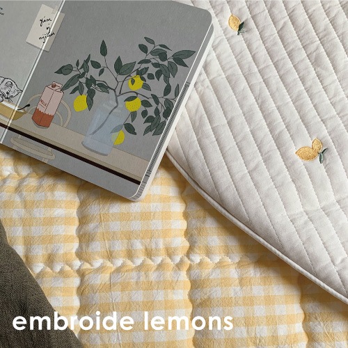Round rugmat Embroide Lemons