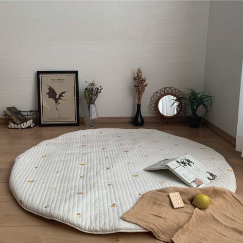 Round rugmat Embroide Lemons