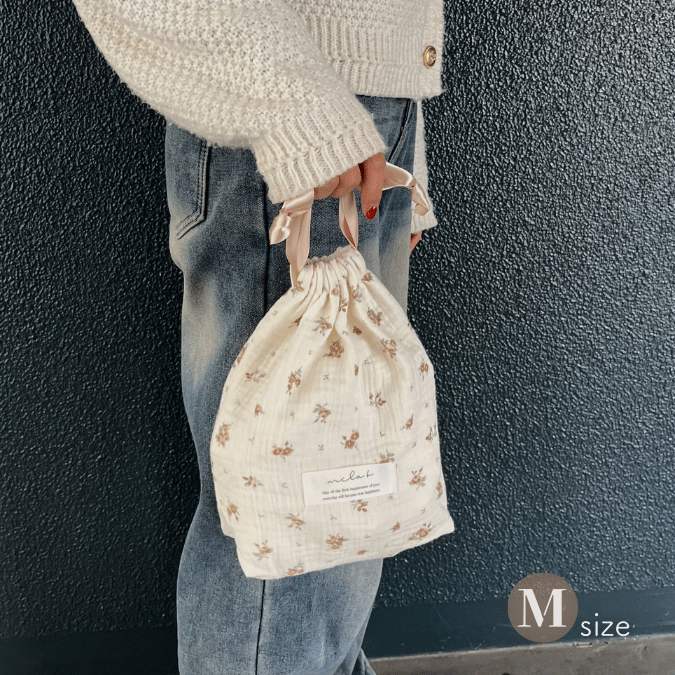 【S-size】Cotton Gauze drawstring bag 