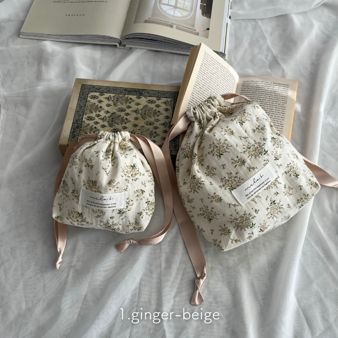【M-size】Cotton Gauze drawstring bag ｜Diper bag