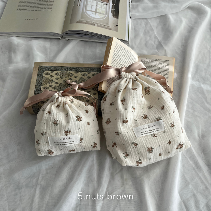 【M-size】Cotton Gauze drawstring bag ｜Diper bag