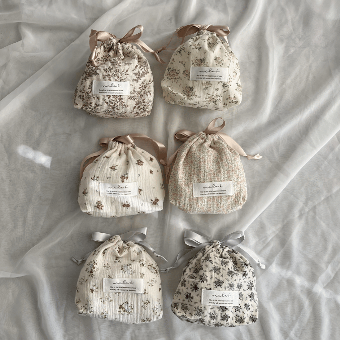 【出産祝い ギフト3点セット】Gaze Gift : Swaddle/Handkerchief/drawstring bag(M)