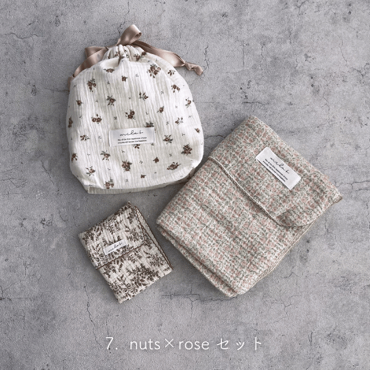 【出産祝い ギフト3点セット】Gaze Gift : Swaddle/Handkerchief/drawstring bag(M)
