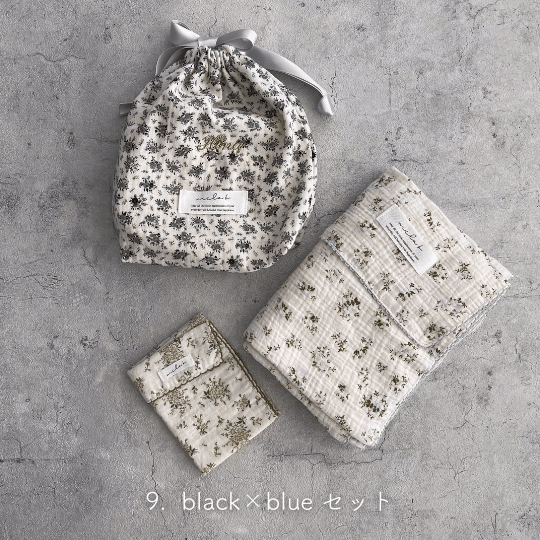 【出産祝い ギフト3点セット】Gaze Gift : Swaddle/Handkerchief/drawstring bag(M)