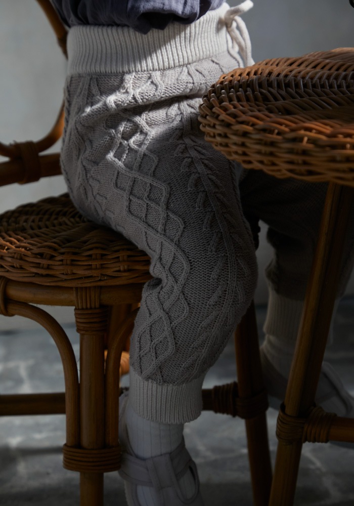 【Gift Set】Aran Knit Pants + Triple Gauze Rompers