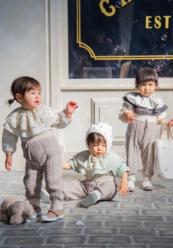 【Gift Set】Aran Knit Pants + Triple Gauze Rompers + Rolling Bib