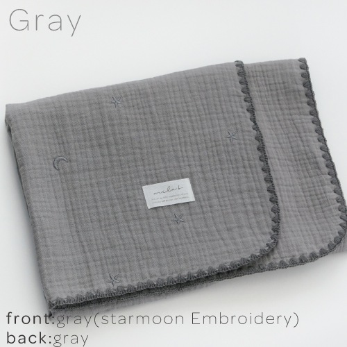 6layer Gauze Blanket_embroide starmoon/1400*850ｍｍ