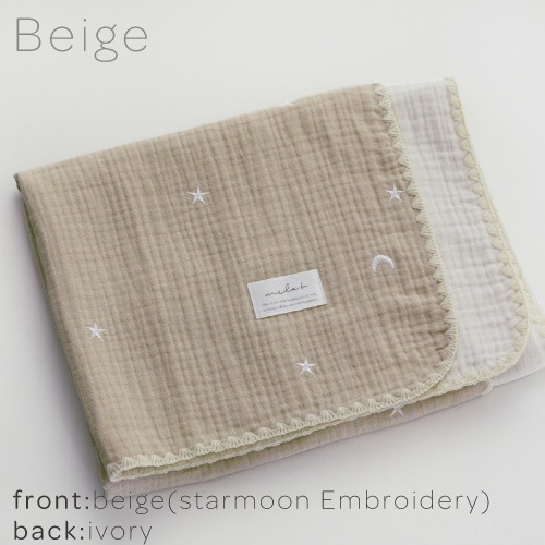 6layer Gauze Blanket_embroide starmoon/1400*850ｍｍ