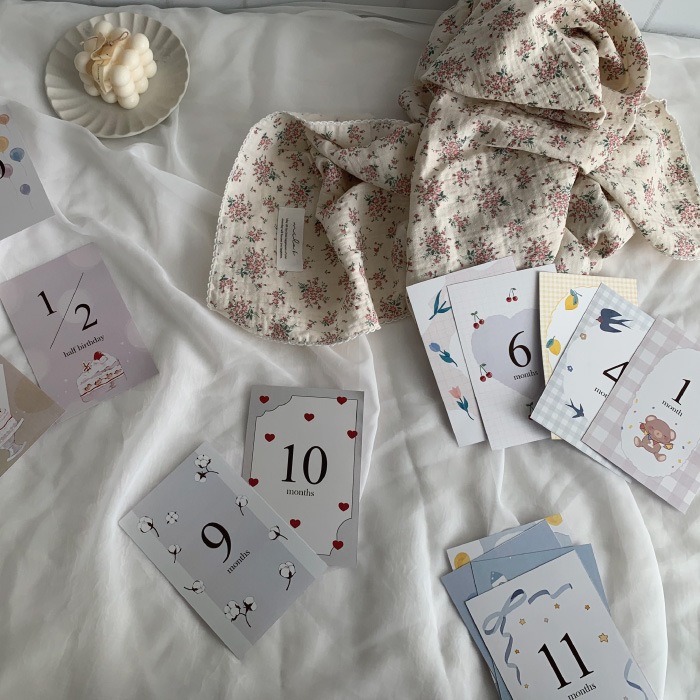 【出産祝い ギフトセット】 Swaddle + Napbag + Monthlycard