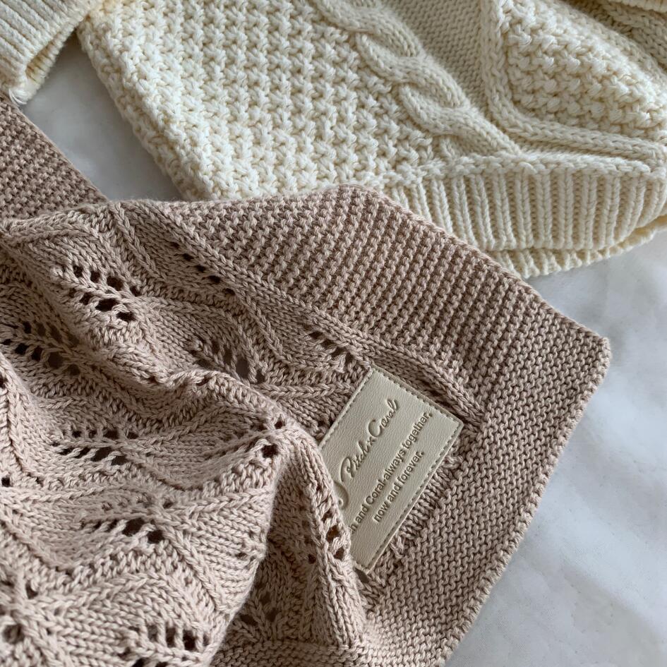 Cotton Knit Blanket | Leaf Garland