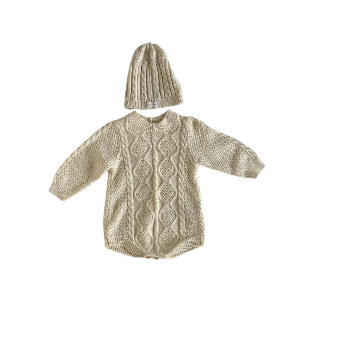 Cotton Knit Romper | Cable Moss