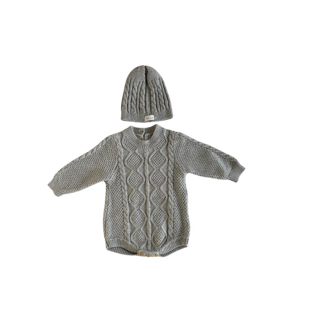 Cotton Knit Romper | Cable Moss