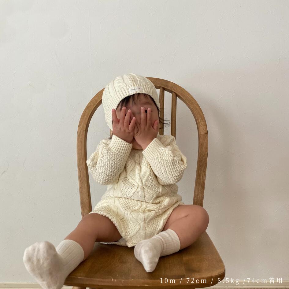 Cotton Knit Romper | Cable Moss
