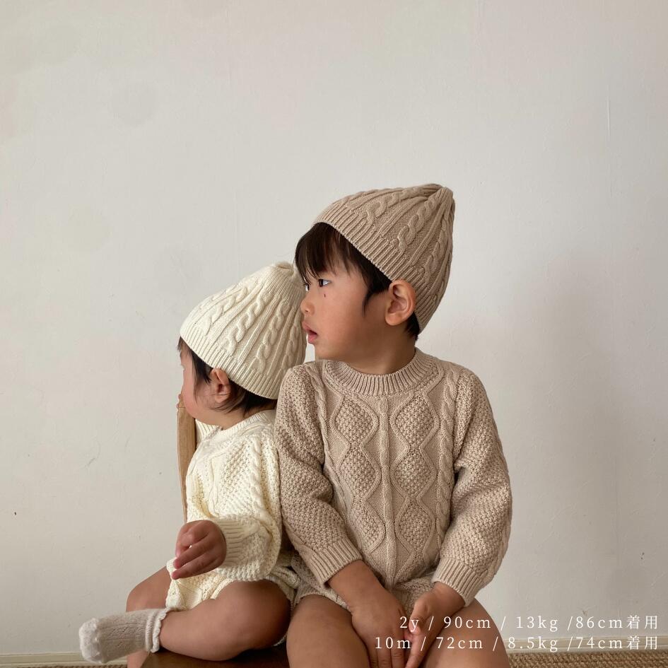 Cotton Knit Romper | Cable Moss