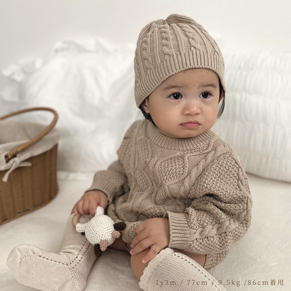 Cotton Knit Romper | Cable Moss
