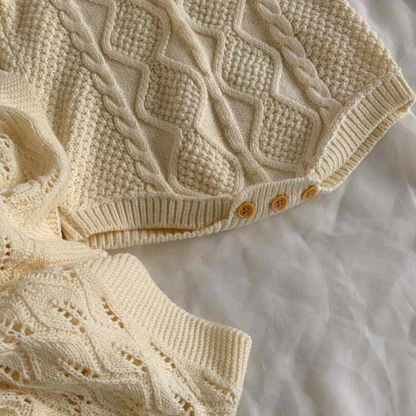 Cotton Knit Romper | Cable Moss
