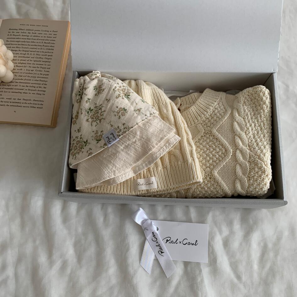 [セット商品] Cotton Knit Romper & Cotton Gaze RollingBib set