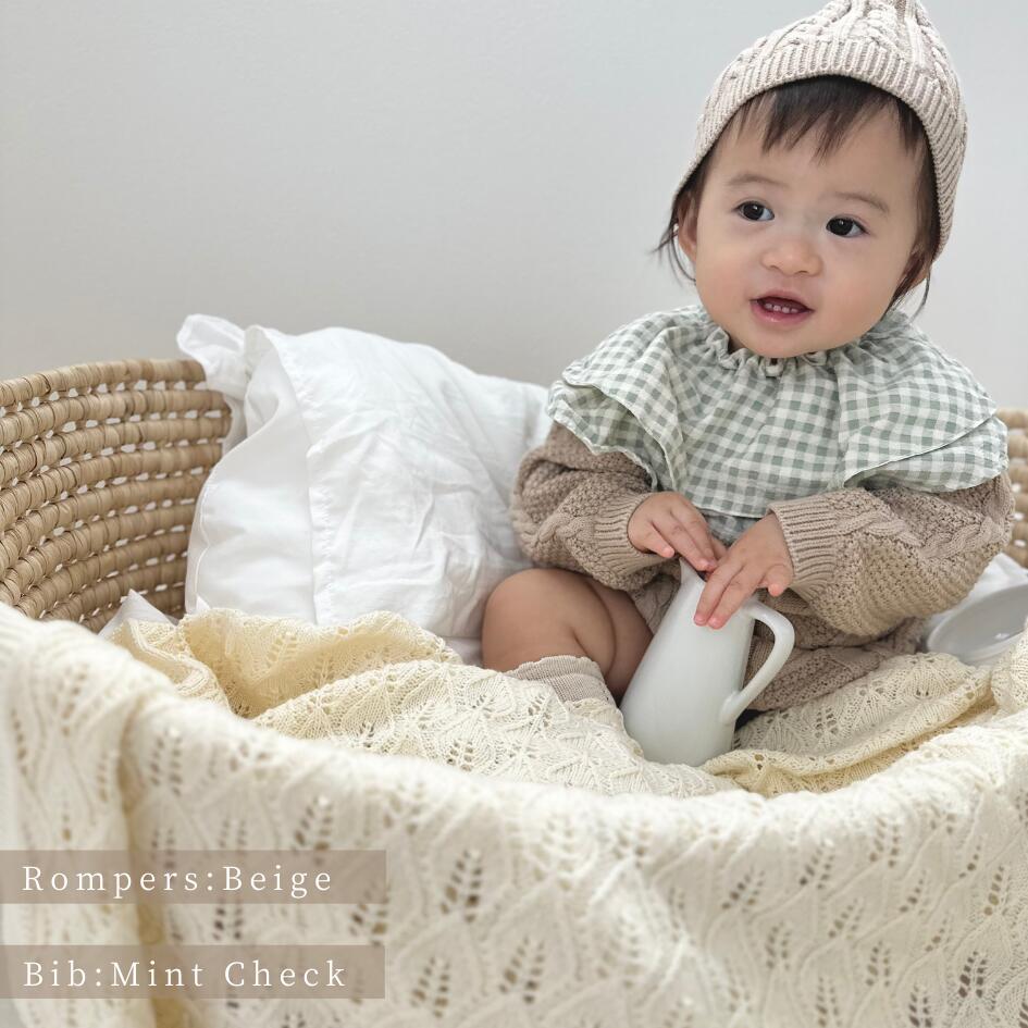 [セット商品] Cotton Knit Romper & Cotton Gaze RollingBib set