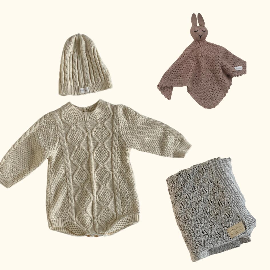 [Gift Set] Cotton Knit Romper & Blanket & Toy set