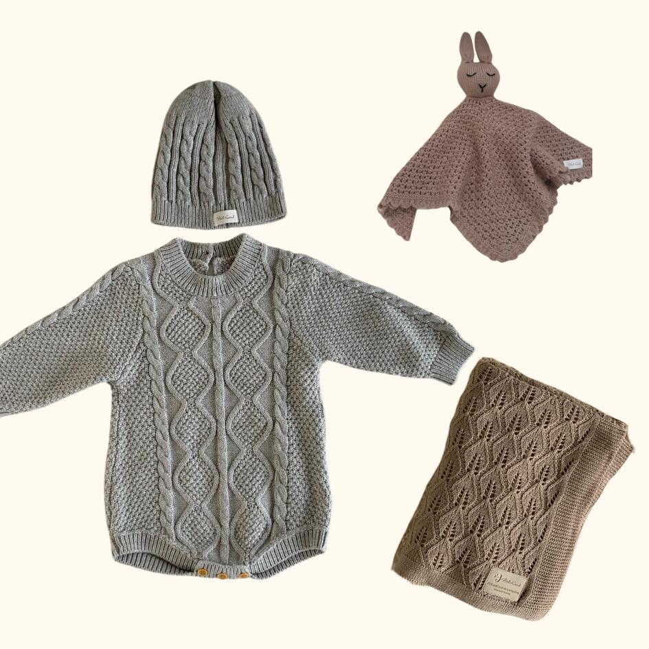 [Gift Set] Cotton Knit Romper & Blanket & Toy set