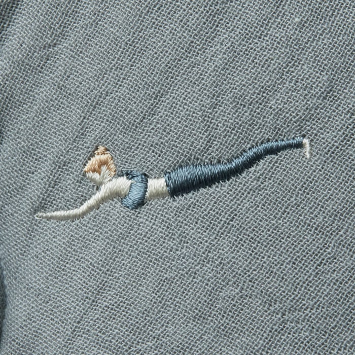 Premium Line /  6layer Gauze Embroide YOGA -Grey