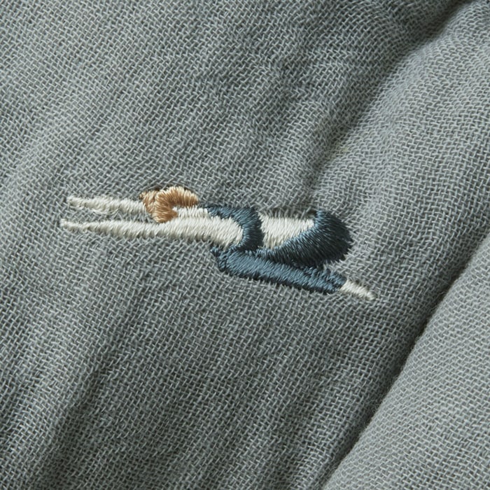 Premium Line /  6layer Gauze Embroide YOGA -Grey