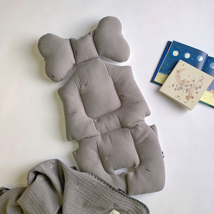 Premium Line /  6layer Gauze Embroide YOGA -Grey