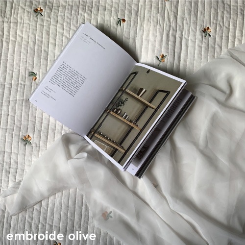 Round rugmat Embroide Olive