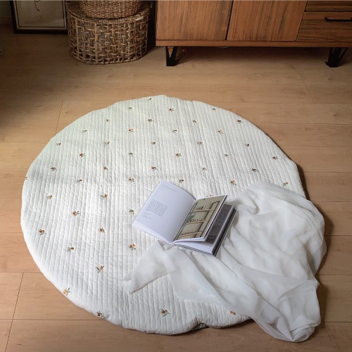 Round rugmat Embroide Olive