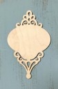 WD-598 Wide oval lace ornament cutout w/ lace on top, scroll work on bottom