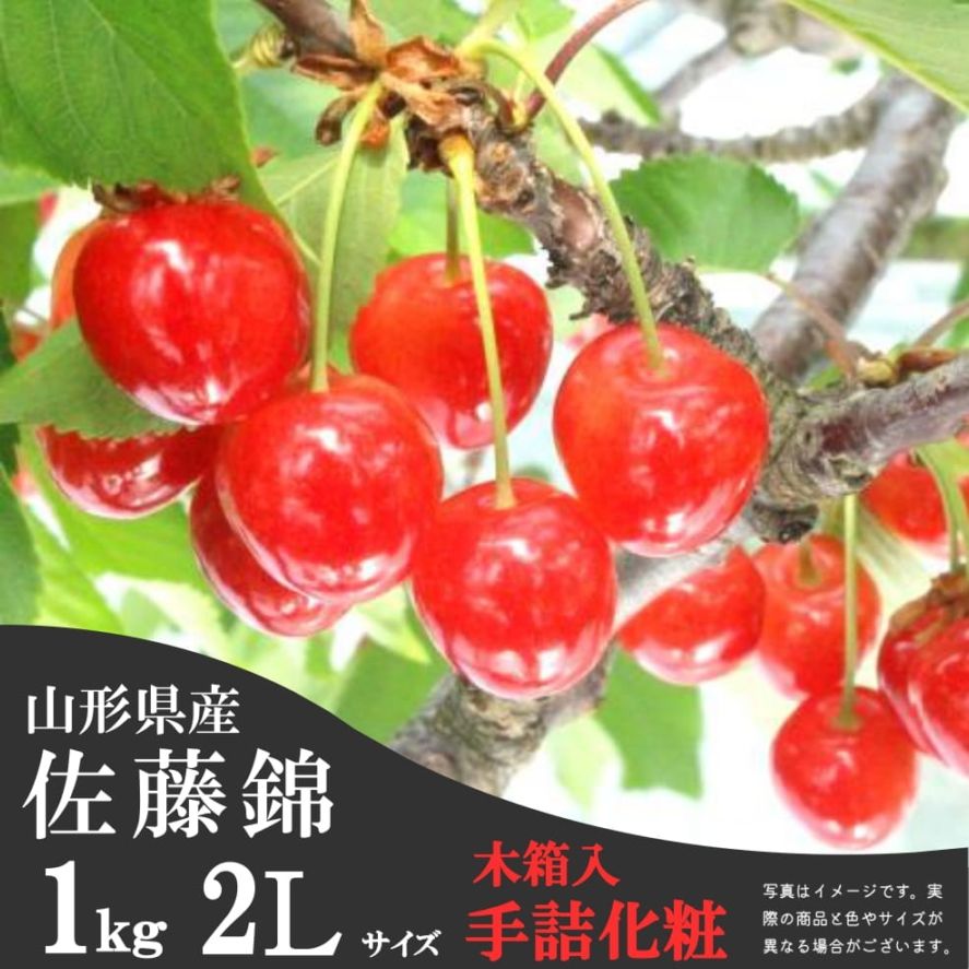 佐藤錦 1kg 手詰化粧箱［木箱入］　秀2Ｌサイズ【S-09】