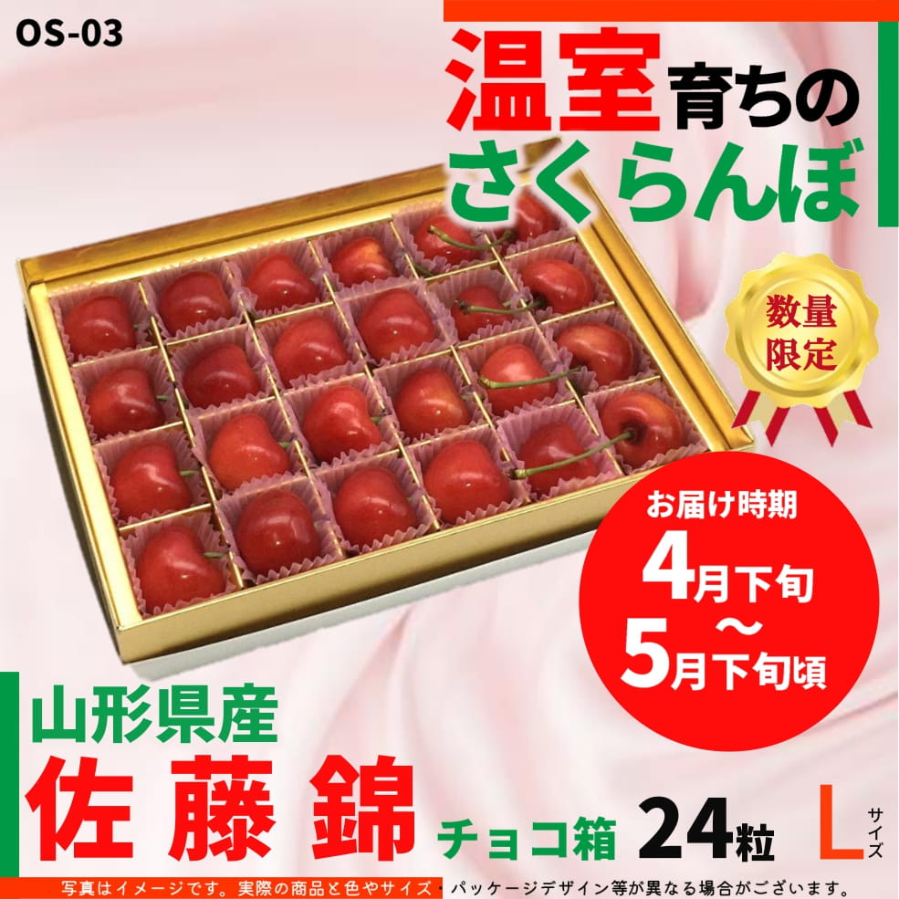 さっちんさんさま専用 OS-03】温室さくらんぼ 佐藤錦 チョコ箱（24粒） Lサイズ | 温室