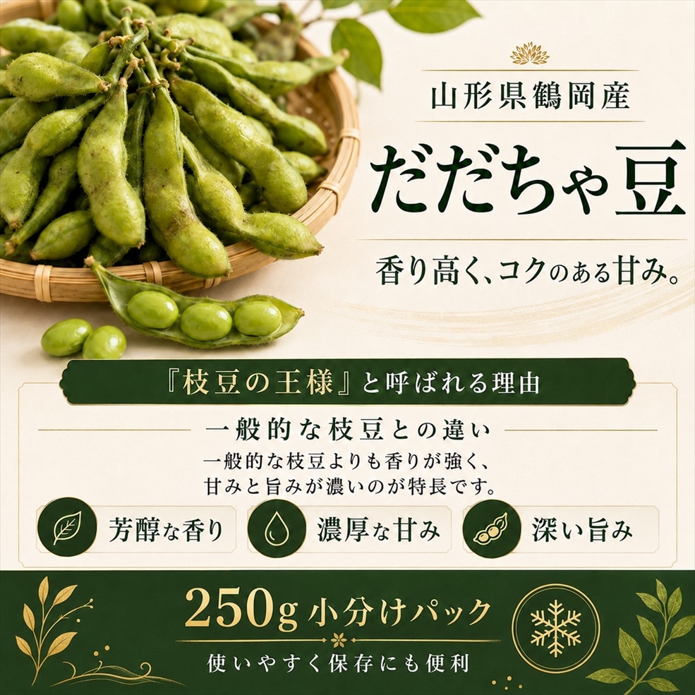 晩生だだちゃ豆 500ｇ（250g×2袋）【E-07】送料込