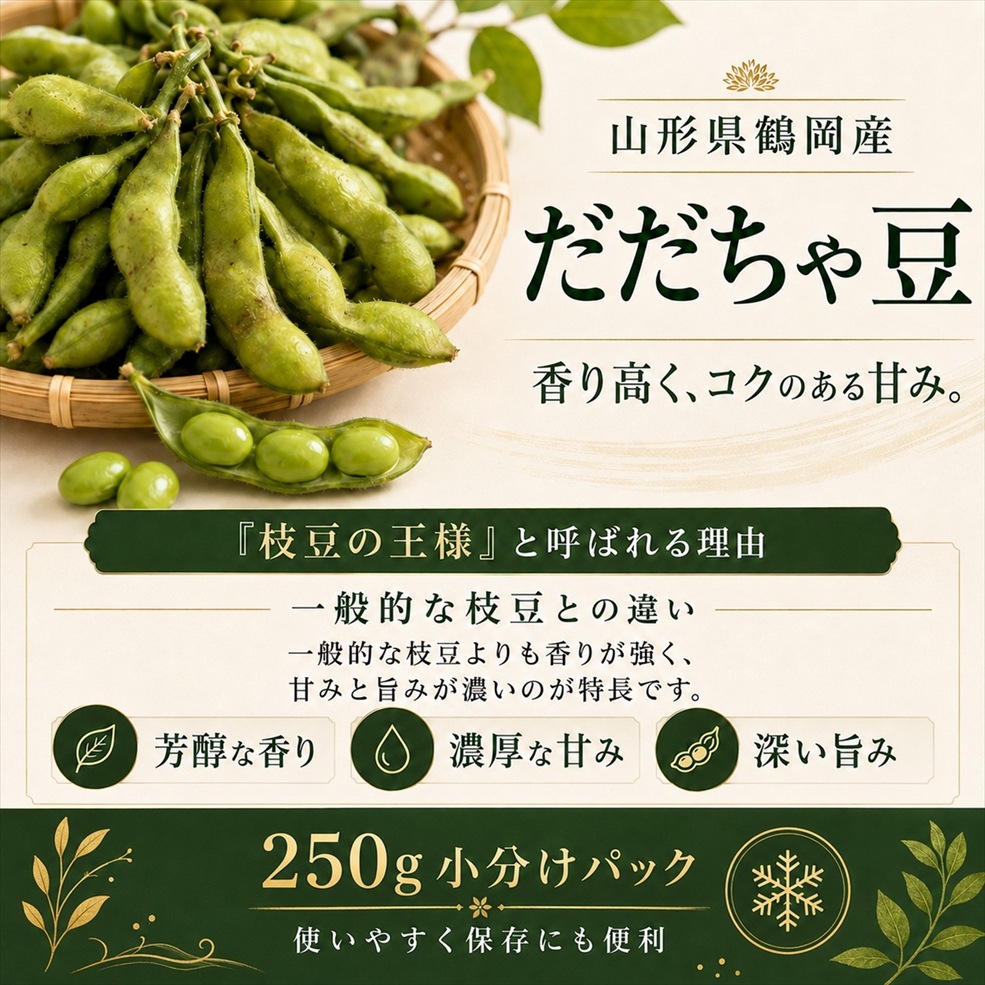 晩生だだちゃ豆 1kｇ（250g×4袋）【E-08】送料込